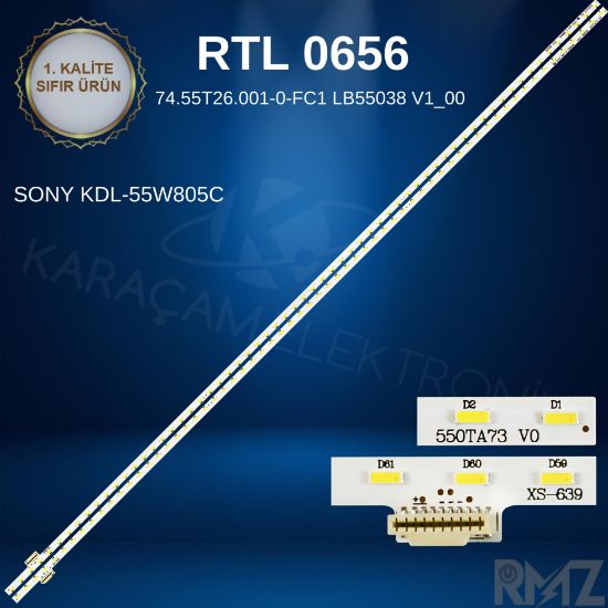 SONY KDL-55W805C LED BAR BACKLIGHT, 74.55T26.001-0-FC1 LB55038 V1_00 resmi