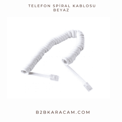  Telefon Spiral Kablosu Beyaz resmi