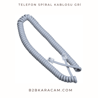  Telefon Spiral Kablosu Gri resmi