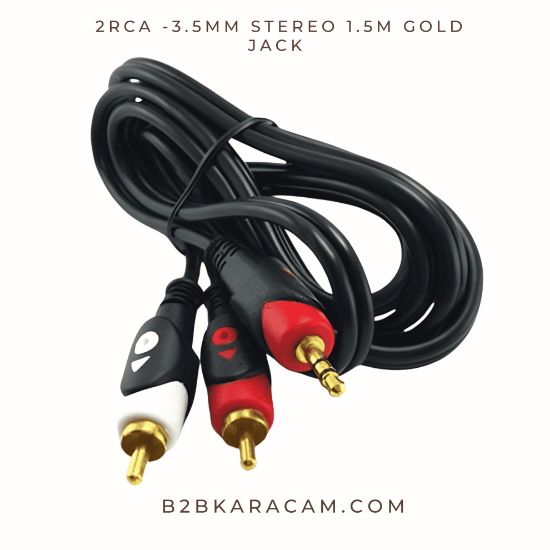  2RCA -3.5mm Stereo 1.5m Gold Jack resmi