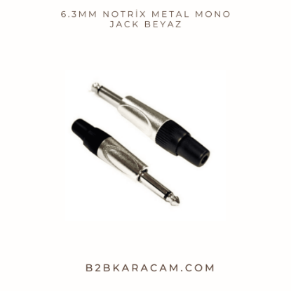 6.3mm Notrix Metal Mono Jack Beyaz resmi