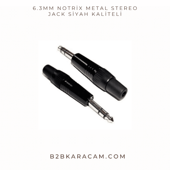6.3mm Notrix Metal Stereo Jack siyah kaliteli resmi
