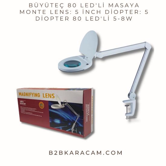 BÜYÜTEÇ 80 LED'Lİ MASAYA MONTE LENS: 5 İNCH DİOPTER: 5 DİOPTER 80 LED'Lİ 5-8W resmi