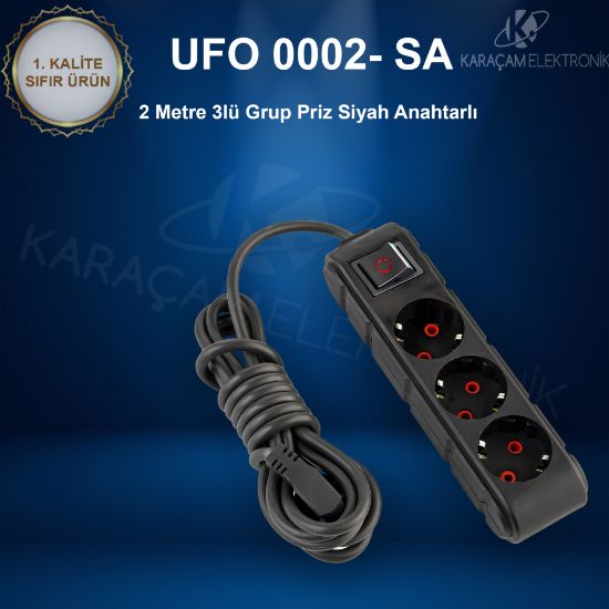 UFO 2 Metre Anahtarlı  Beyaz 3lü Grup Priz  resmi