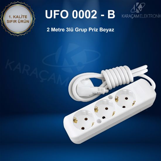 UFO 2 Metre   Beyaz 3lü Grup Priz  resmi