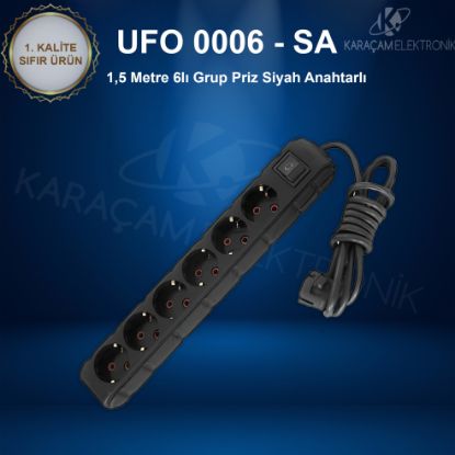 UFO 1,5 Metre  Siyah 6lı Grup Priz  resmi