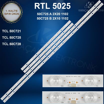 TCL 50C725, 50C721,  MAVİ(BLUE) LED, 50C725 A 2X20 1102, 50C725, HS9W15 V1 , LVU500NDELHS9W15V1, B 2X10 1102, LVU500NDEL  resmi